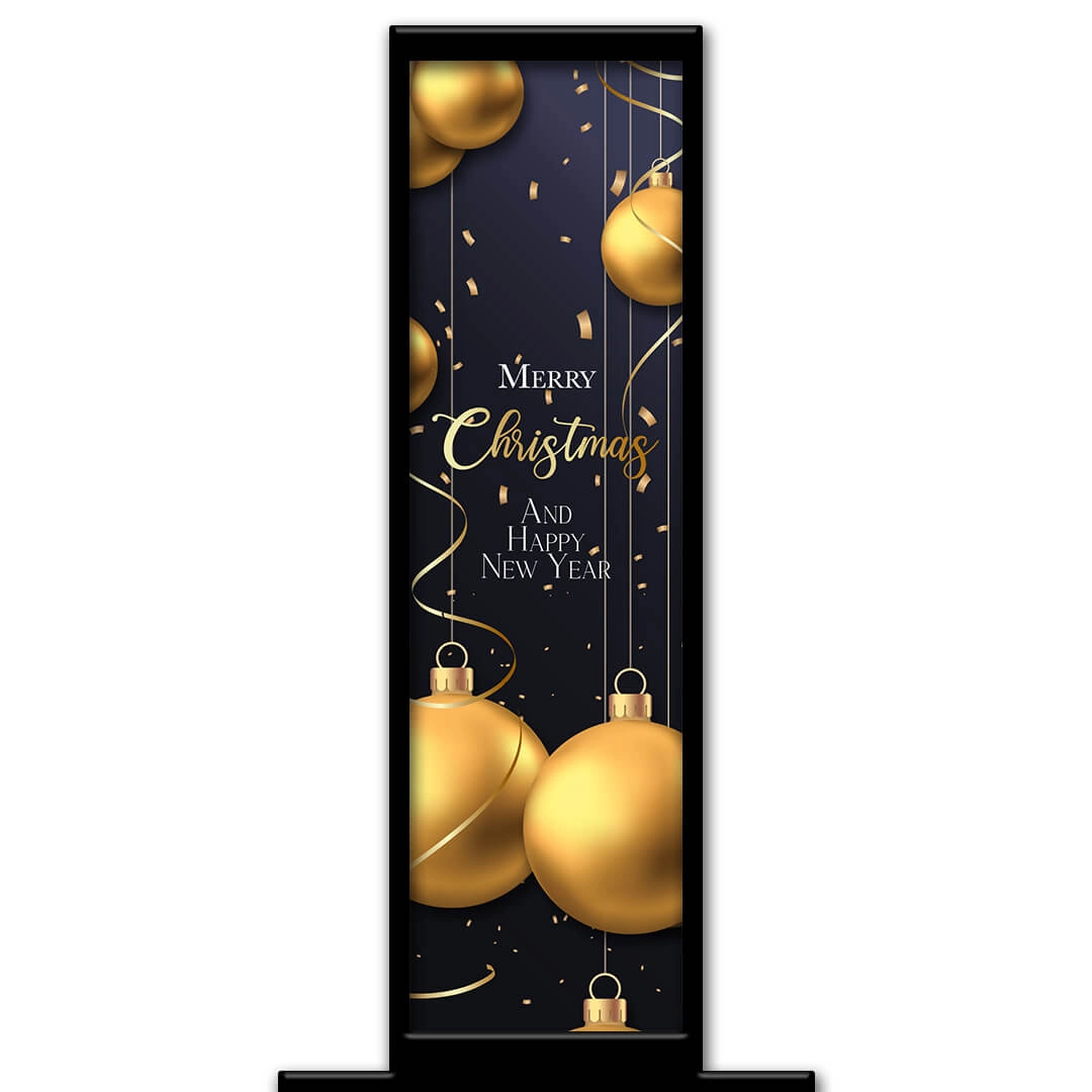 Golden Baubles photo booth pillar start screen