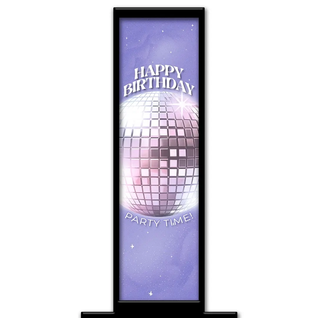 Space Disco photo booth pillar start screen