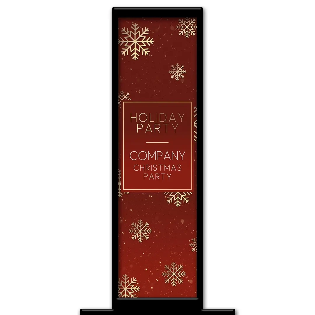 Snowfall Red photo booth pillar start screen