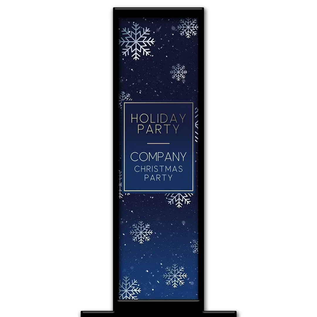 Snowfall Blue photo booth pillar start screen