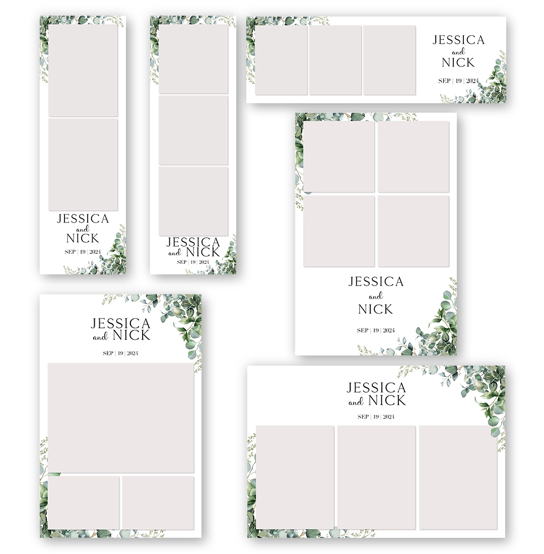 Eucalyptus Wedding photo booth template More