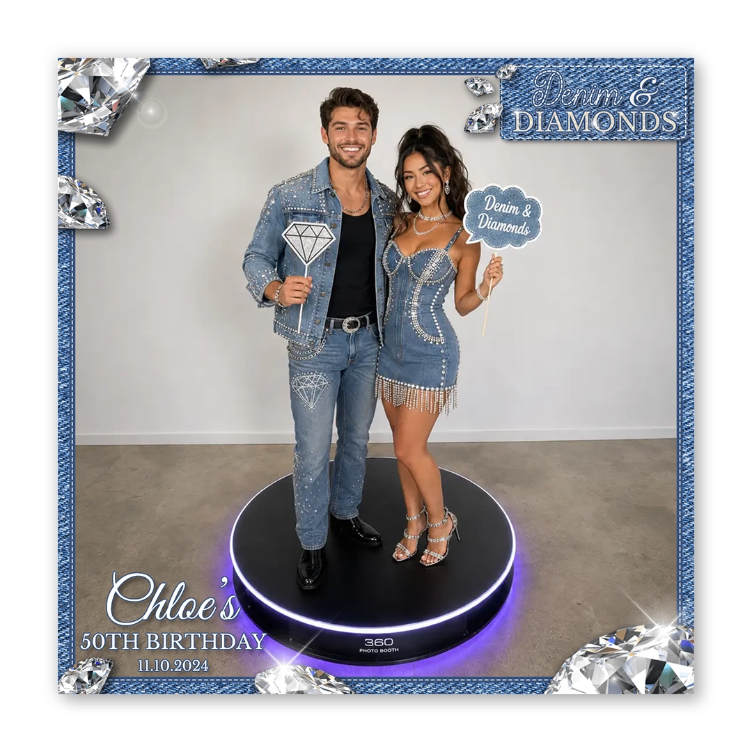 Denim & Diamonds photo booth template 360