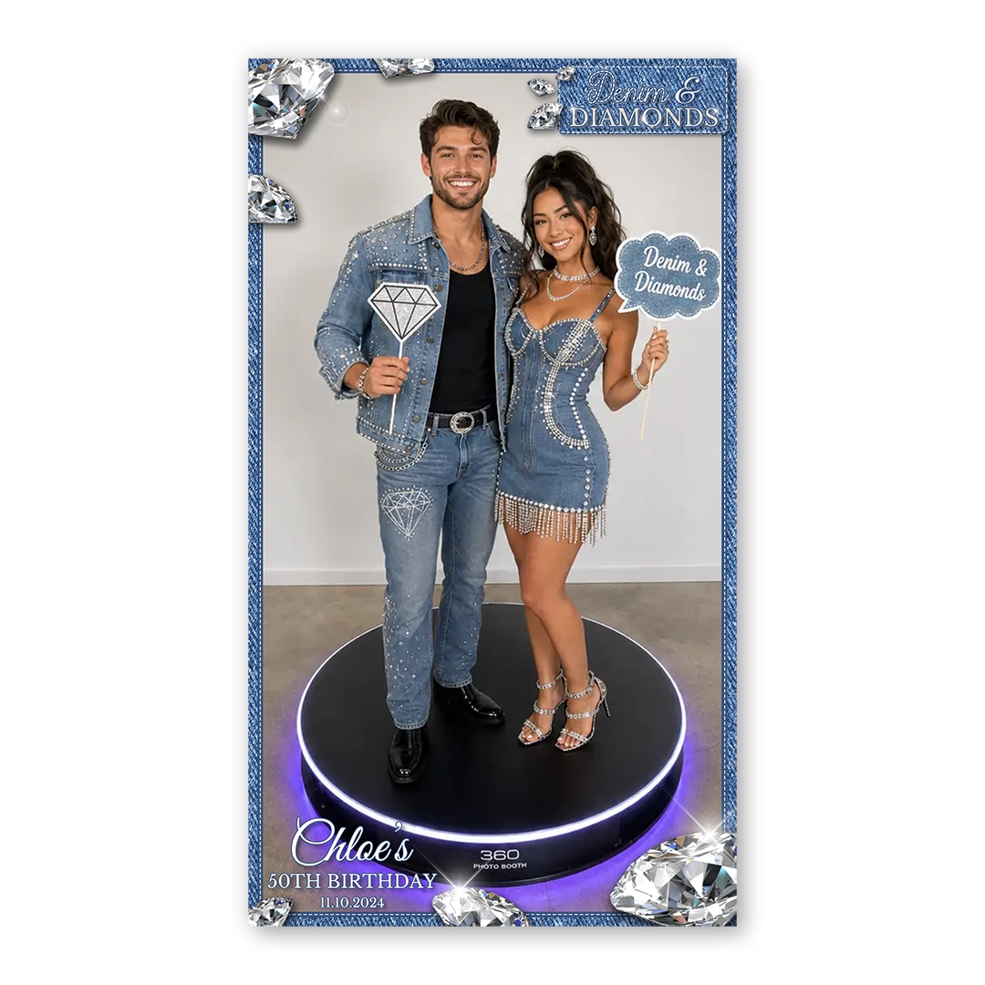 Denim & Diamonds photo booth template 360P
