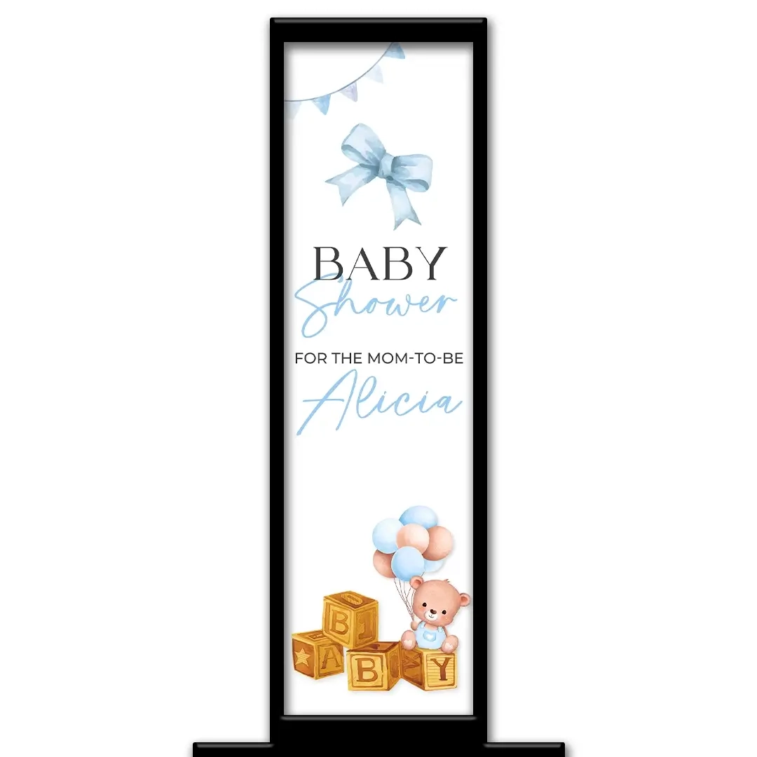 Baby Shower Boy photo booth pillar start screen