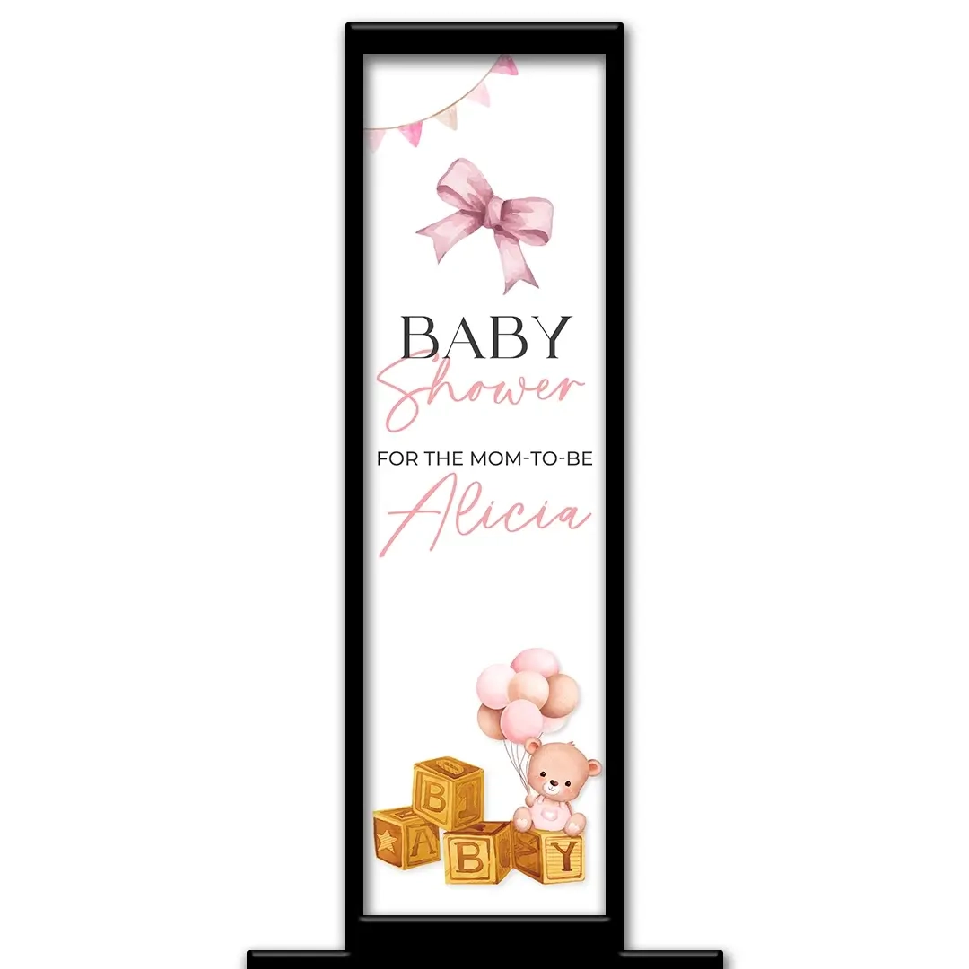 Baby Shower Girl photo booth pillar start screen