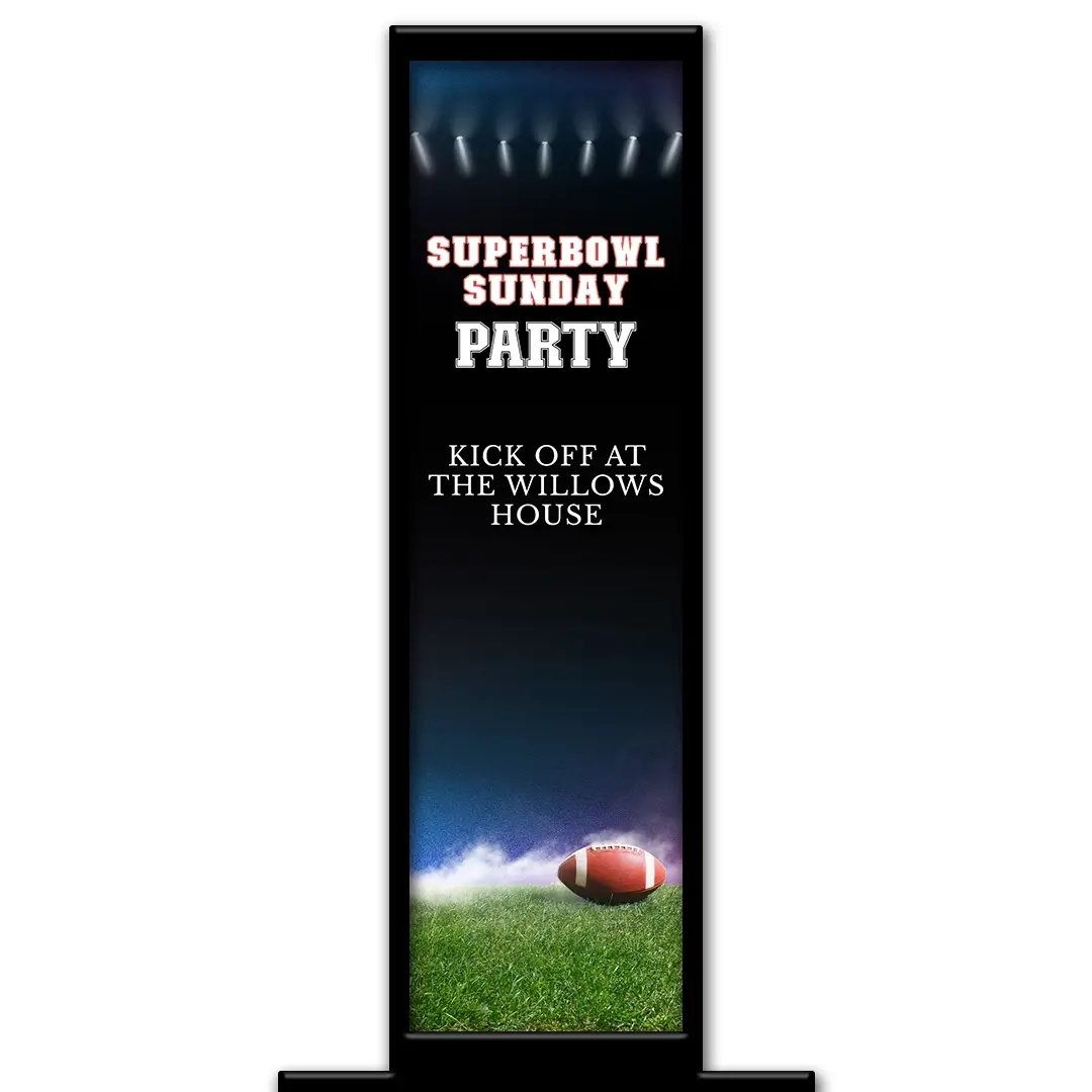 Superbowl Sunday photo booth pillar start screen