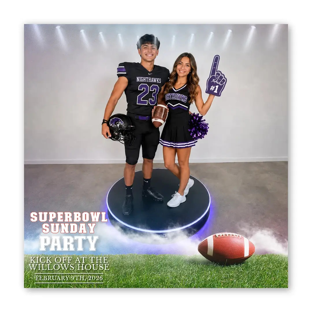 Superbowl Sunday photo booth template 360 layout