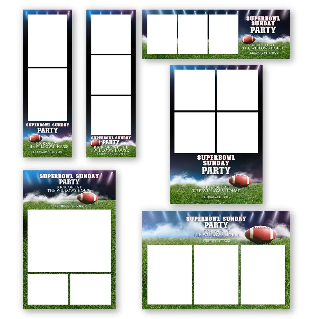Superbowl Sunday photo booth template additional layouts layout