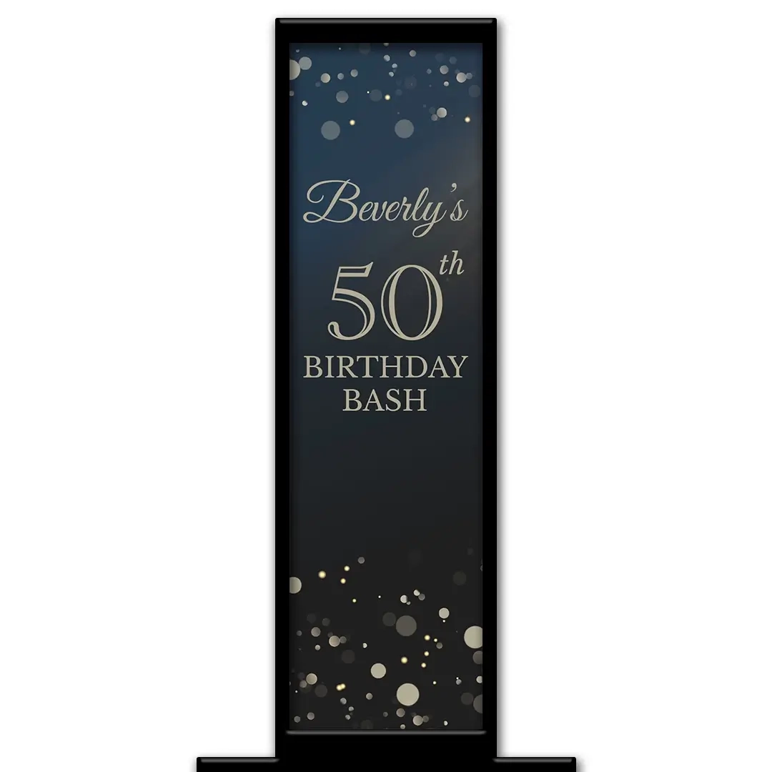 Midnight Gold Celebration photo booth pillar start screen