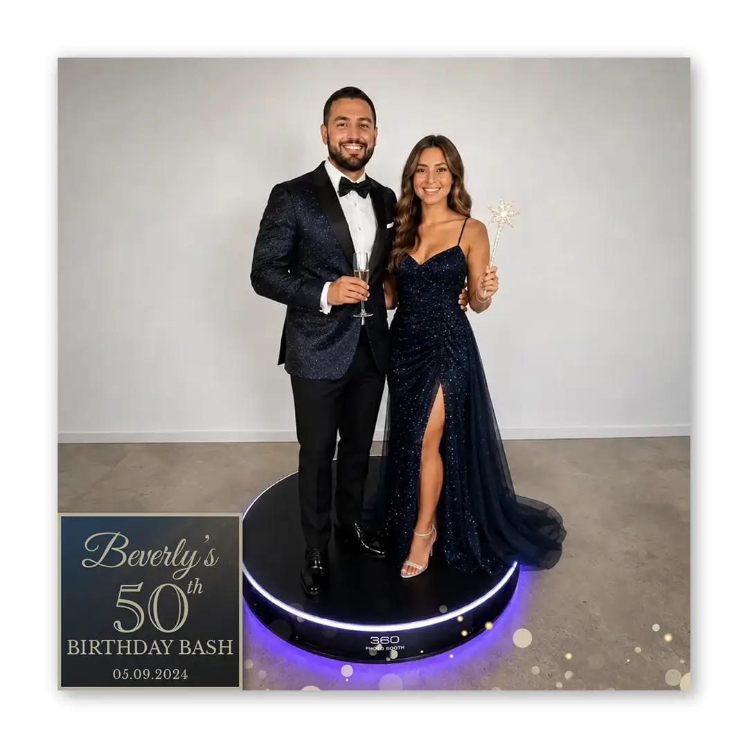 Midnight Gold Celebration photo booth template 360 layout