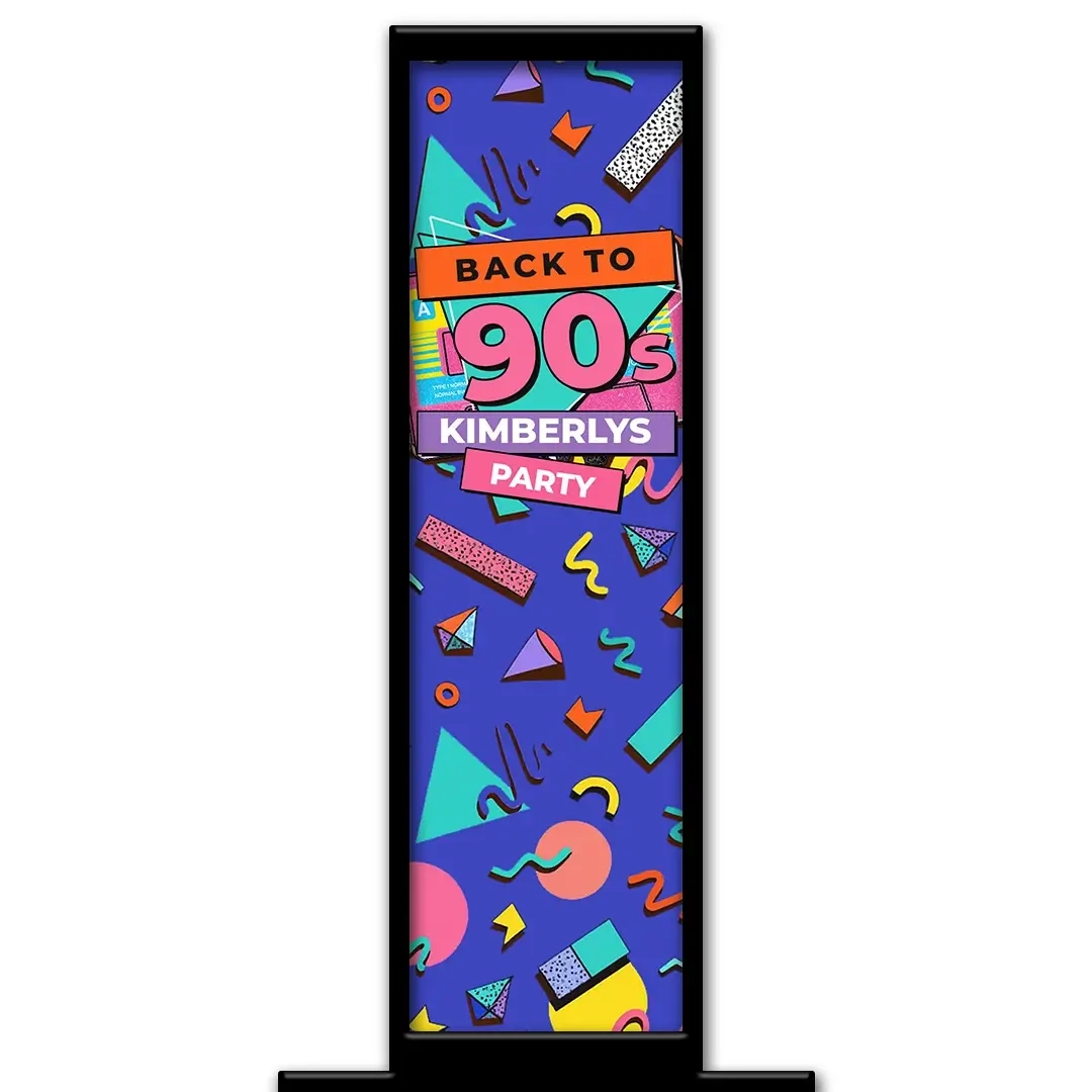90s Party photo booth pillar start screen