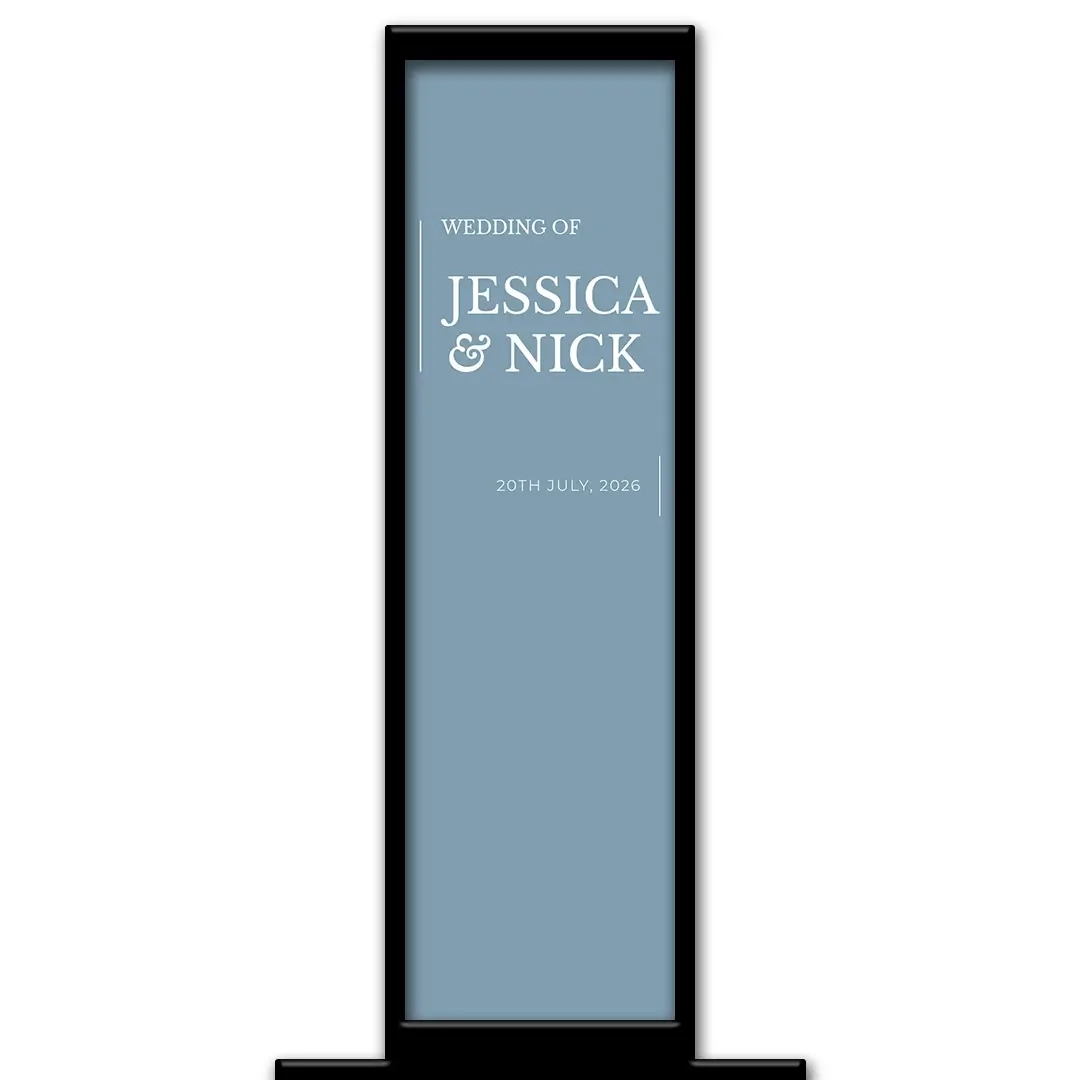 Elegant Grey Wedding photo booth pillar start screen
