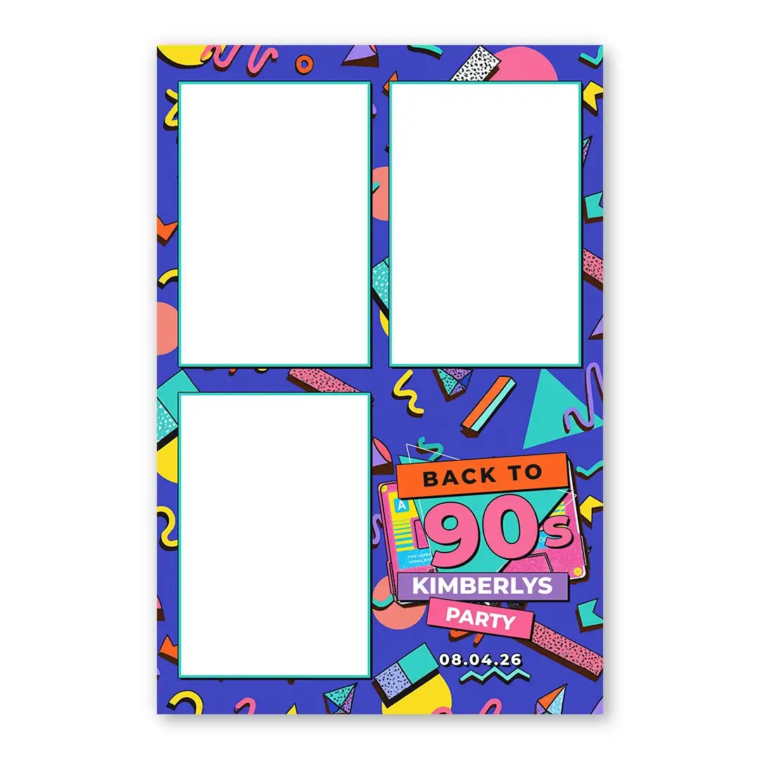 90s Party photo booth template P3P layout