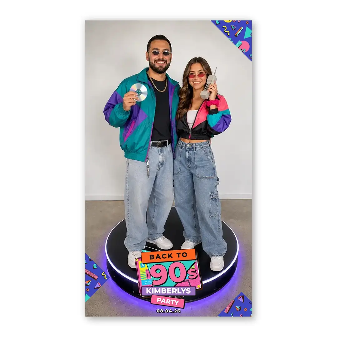 90s Party photo booth template 360P layout