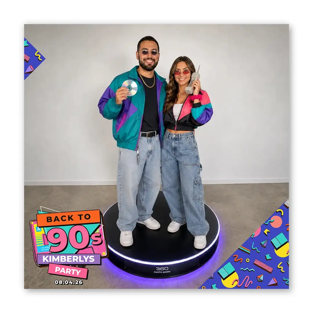 90s Party photo booth template 360 layout