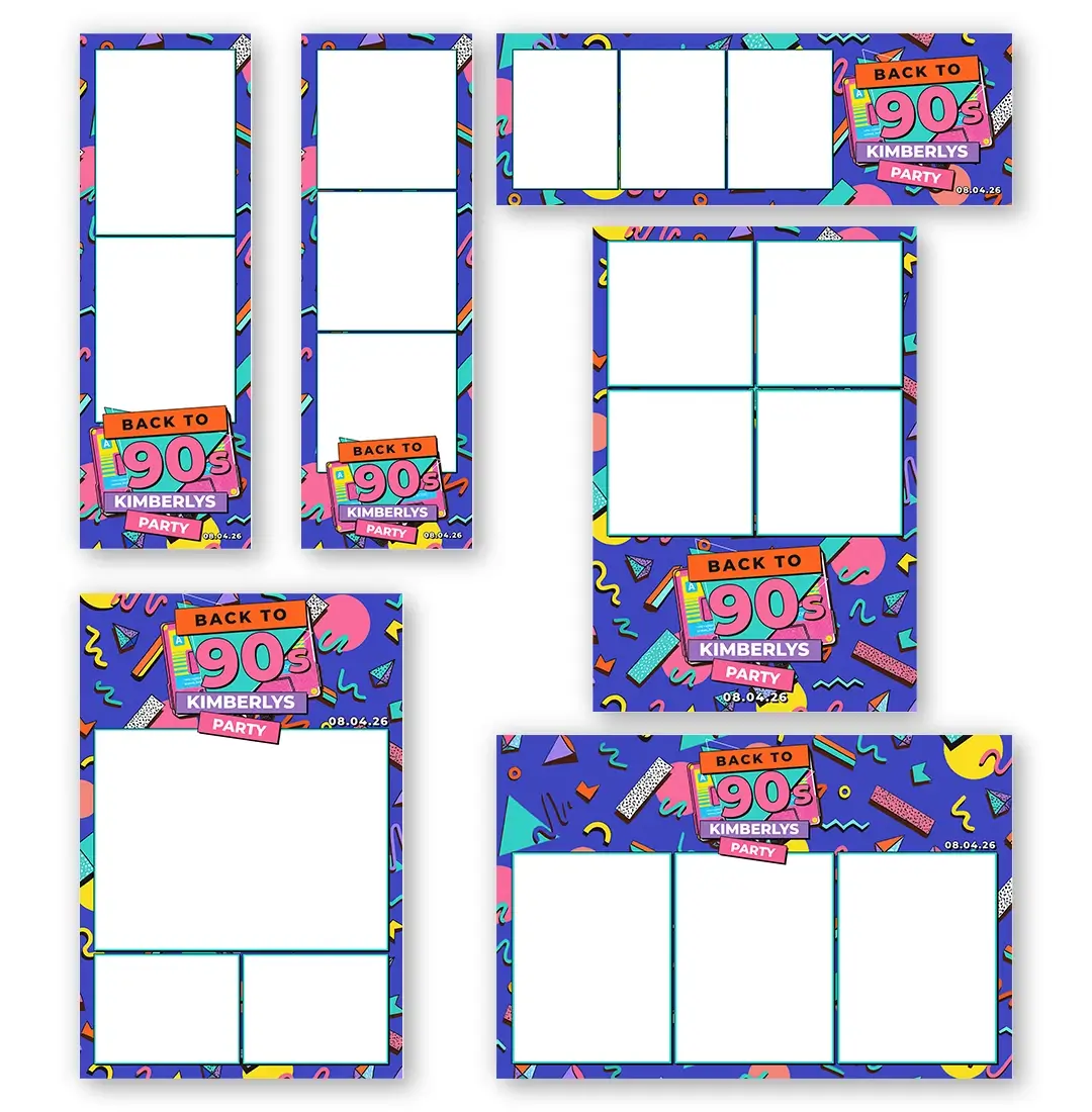 90s Party photo booth template additional layouts layout
