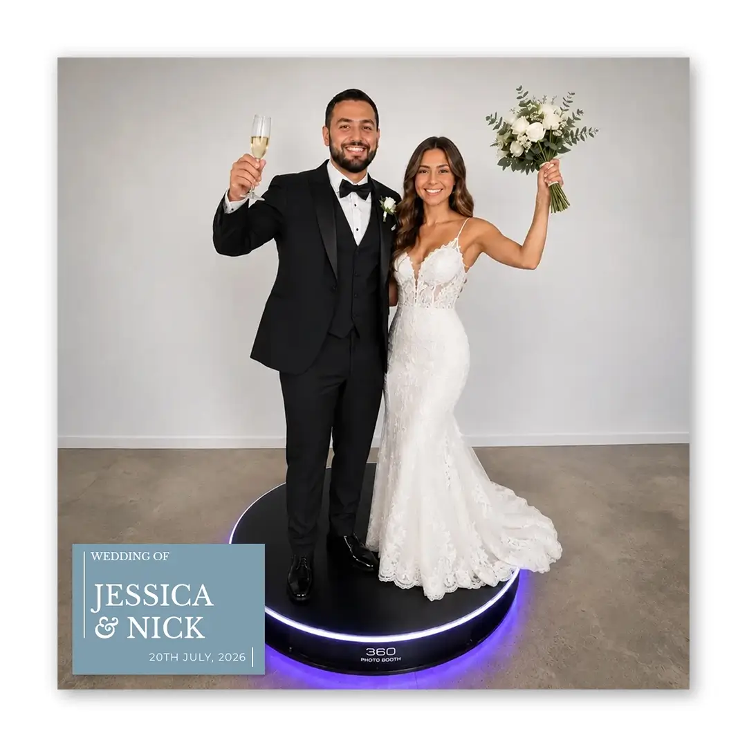Elegant Grey Wedding photo booth template 360 layout