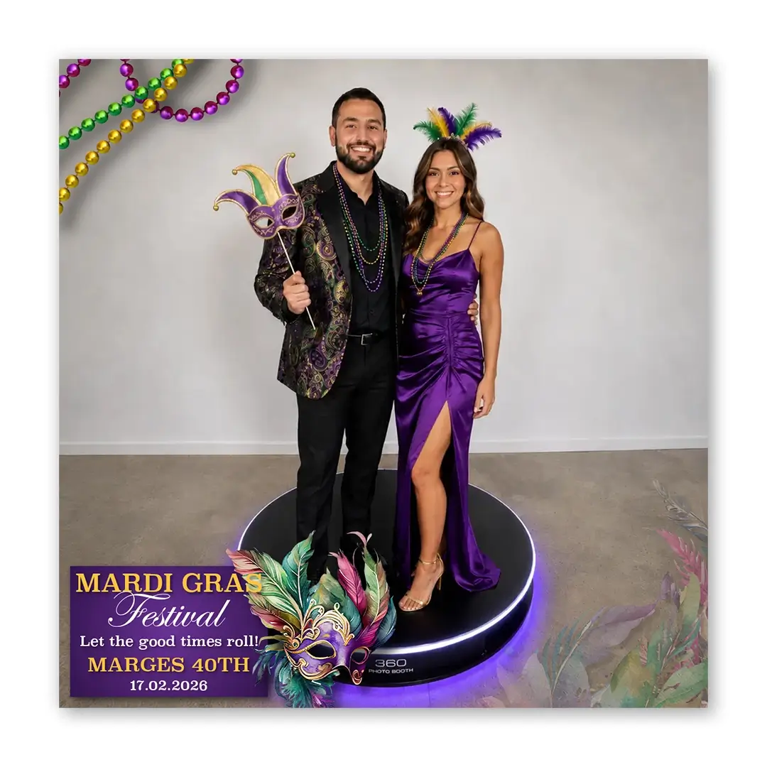 Mardi Gras Festival photo booth template 360 layout