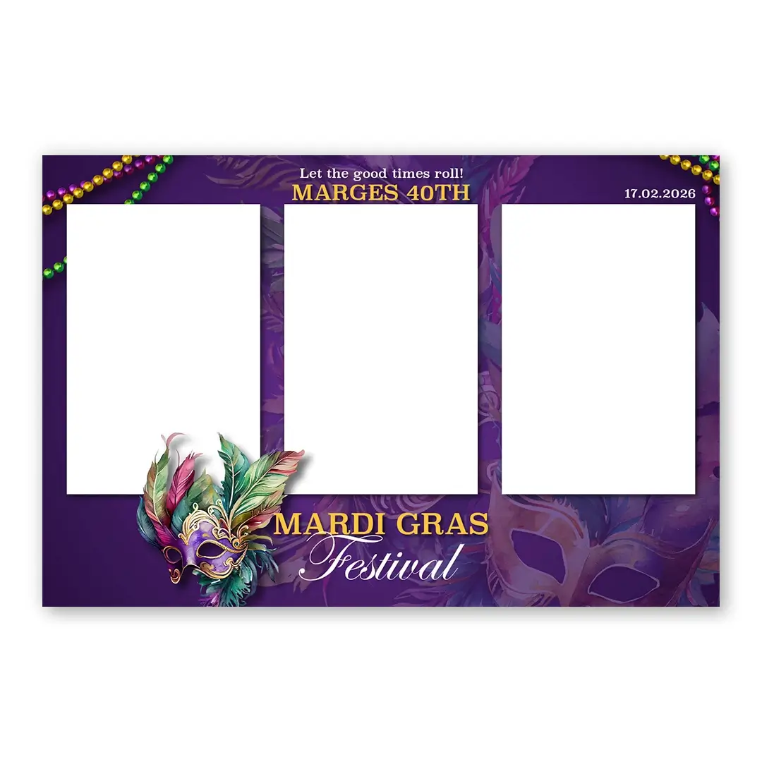 Mardi Gras Festival photo booth template L3P layout