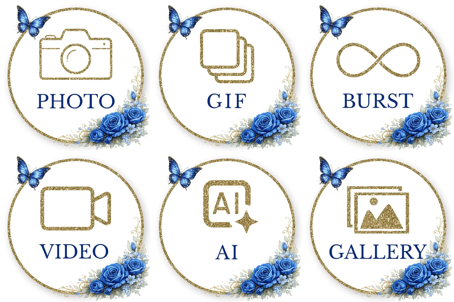 Blue Rose Quinceanera Buttons