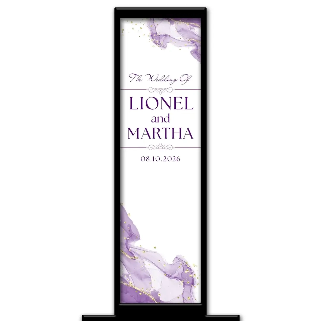 Purple Luxury Wedding photo booth pillar start screen