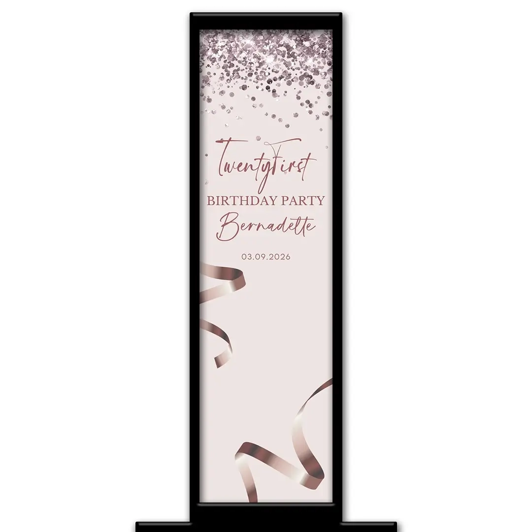 Rose Gold Party photo booth pillar start screen