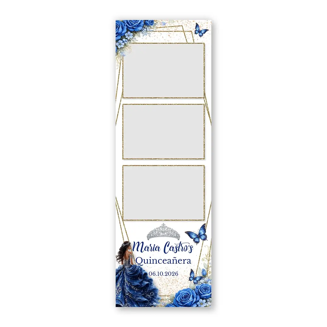 Blue Rose Quinceanera photo booth template S3L layout