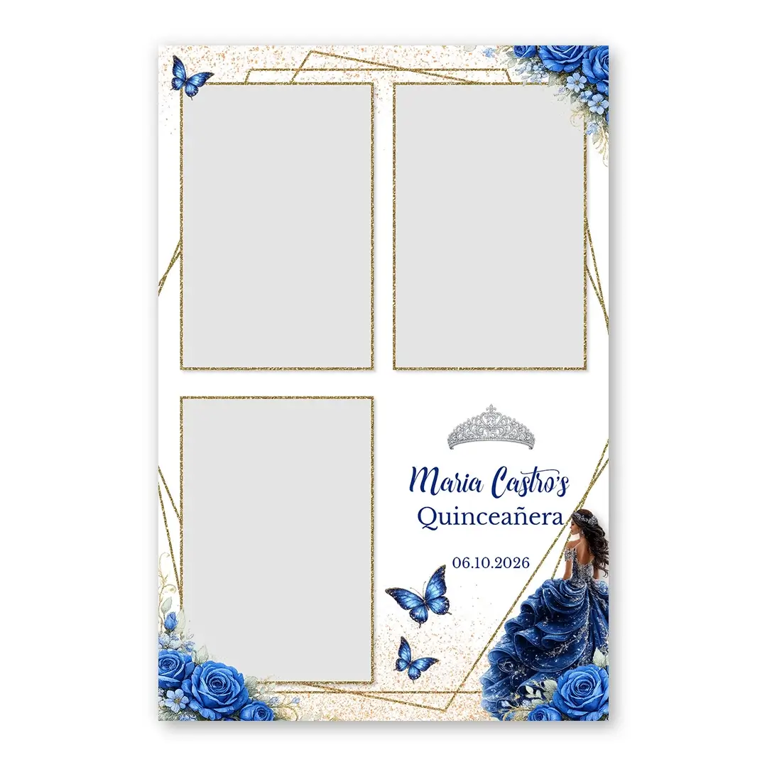 Blue Rose Quinceanera photo booth template P3P layout