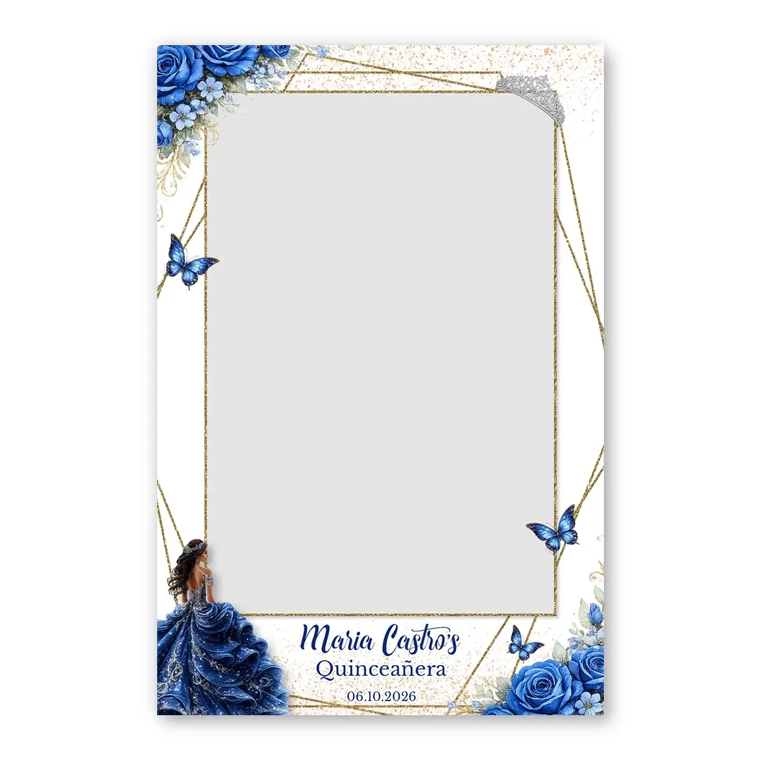 Blue Rose Quinceanera photo booth template PF layout