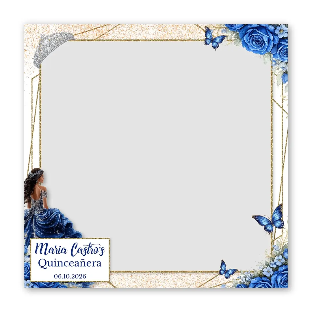 Blue Rose Quinceanera photo booth template SF layout