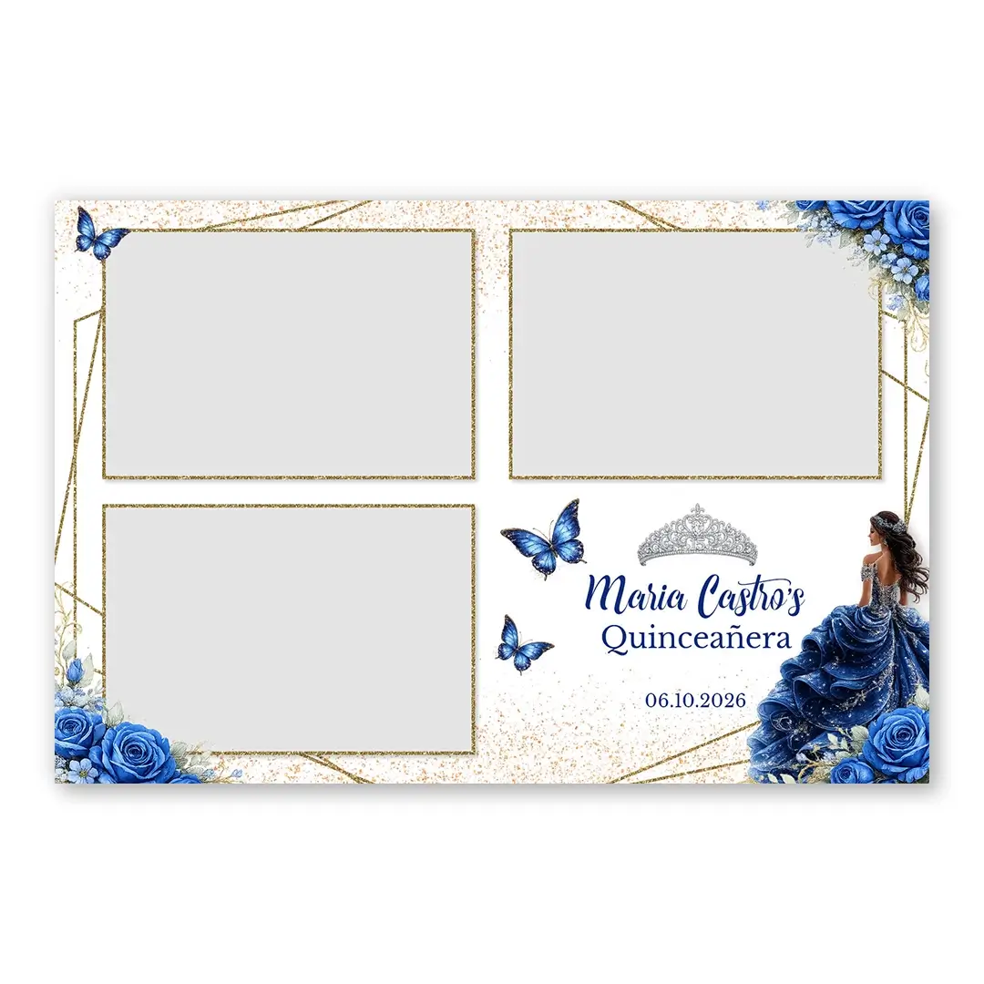 Blue Rose Quinceanera photo booth template L3L layout