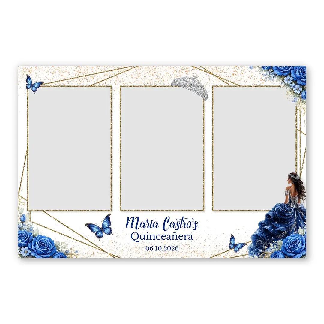 Blue Rose Quinceanera photo booth template L3P layout