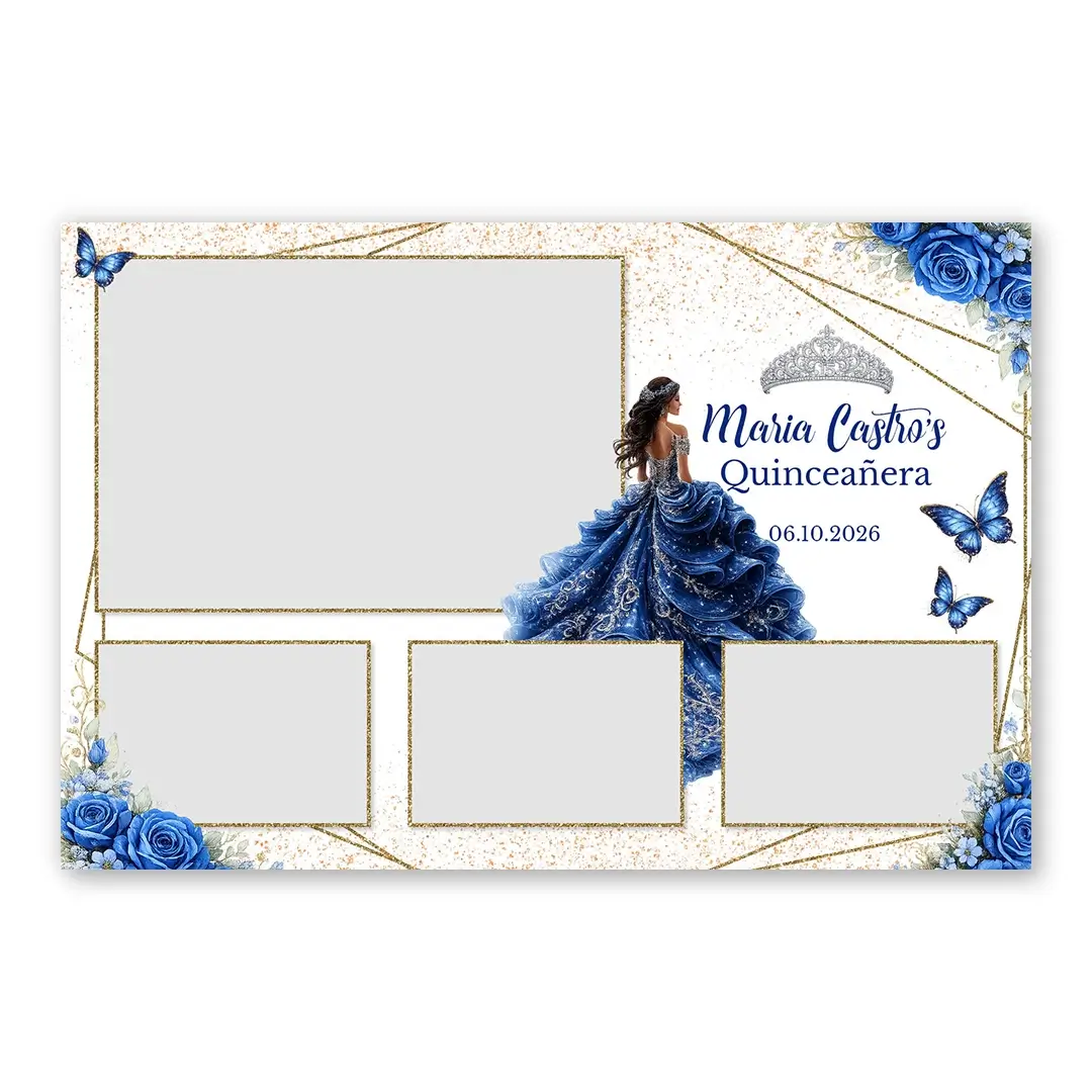 Blue Rose Quinceanera photo booth template L4L layout