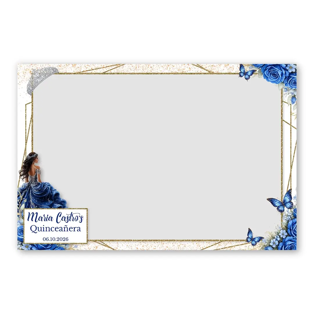 Blue Rose Quinceanera photo booth template LF layout