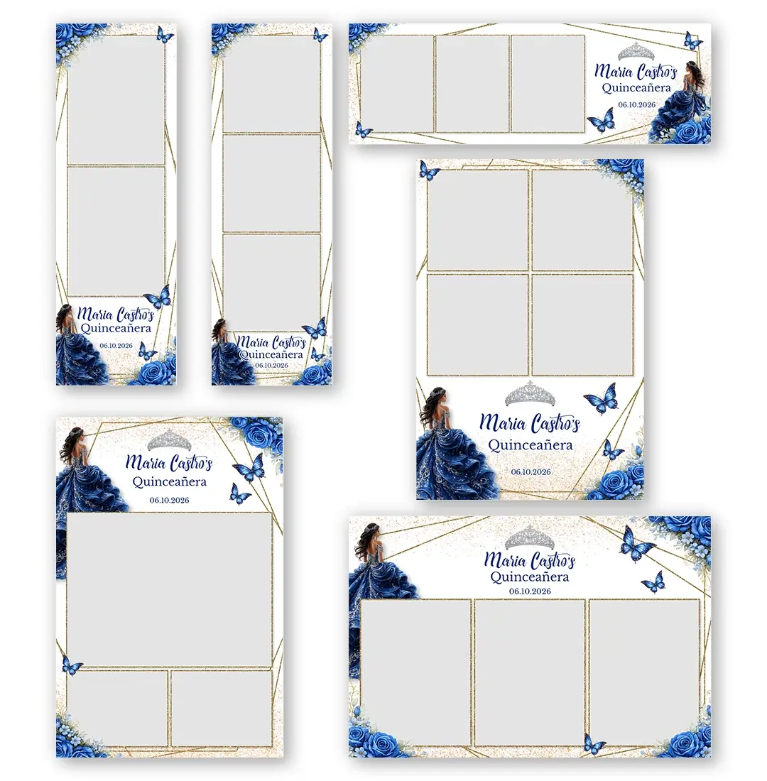 Blue Rose Quinceanera photo booth template additional layouts layout