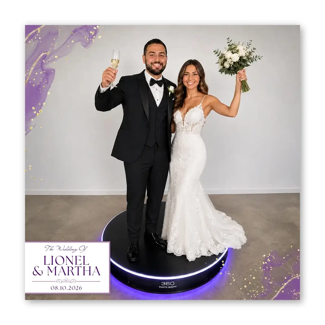 Purple Luxury Wedding photo booth template 360 layout