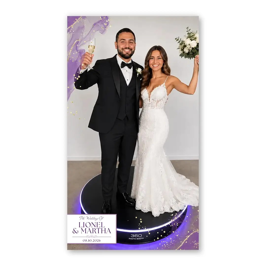 Purple Luxury Wedding photo booth template 360P layout