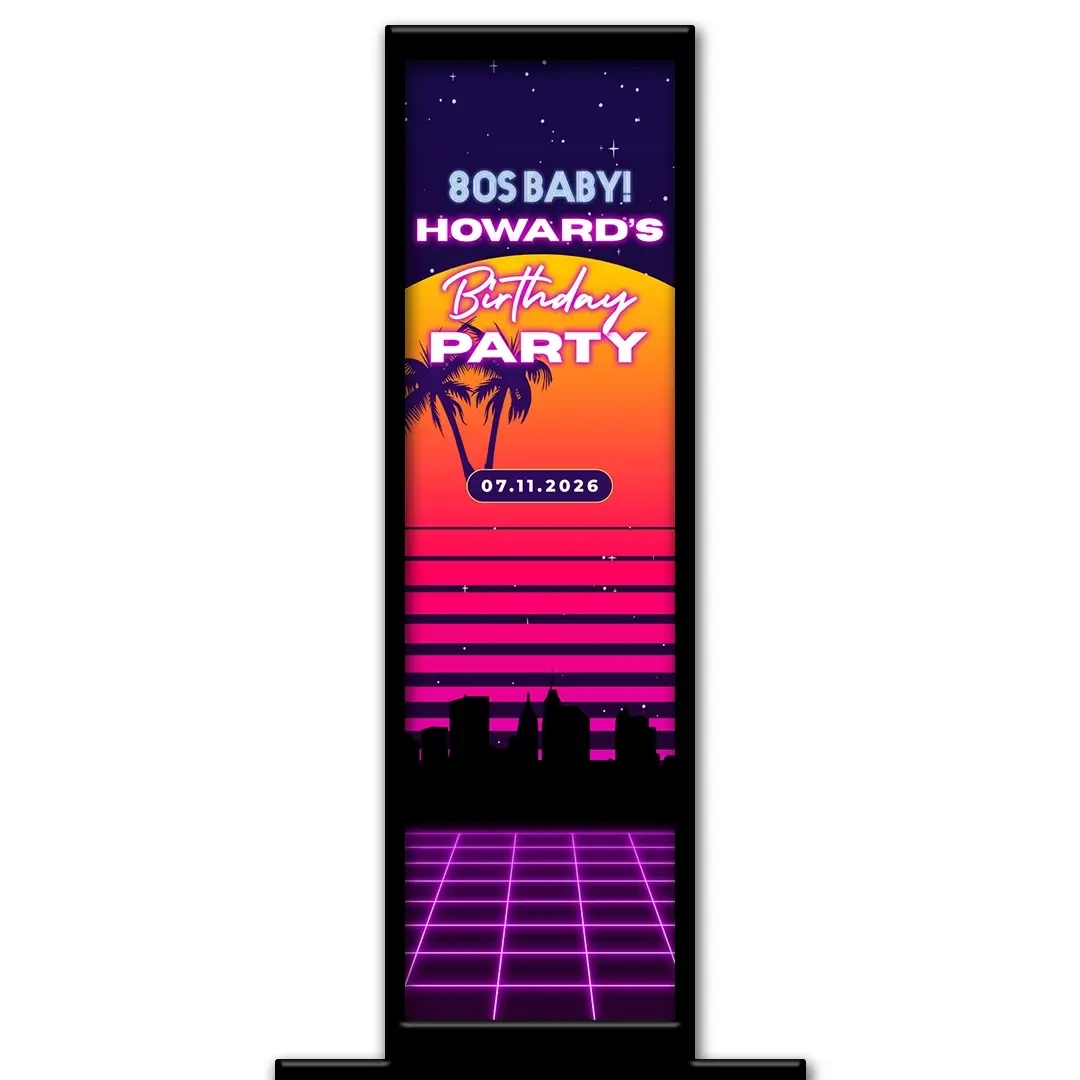 80s Baby photo booth pillar start screen