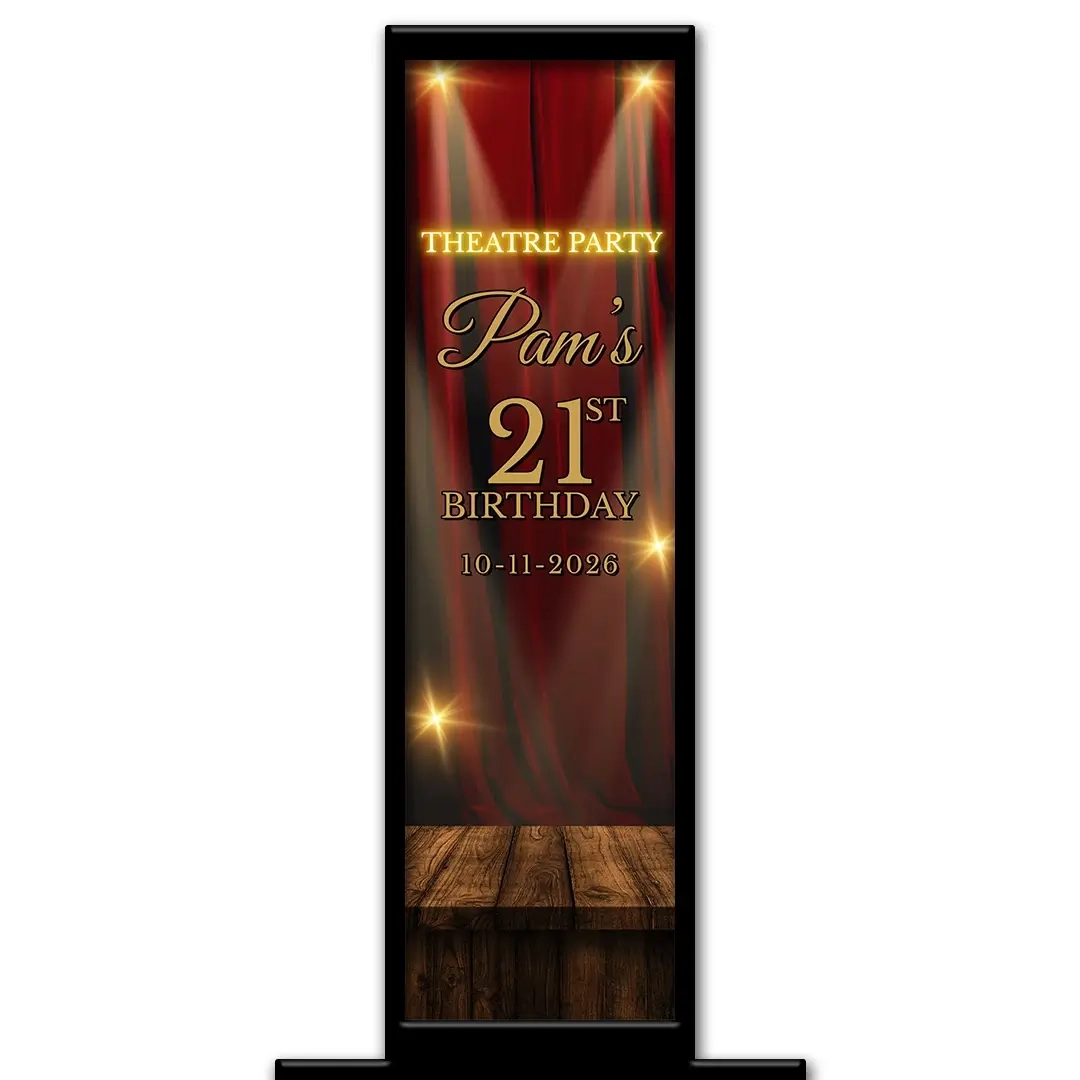 Theatre Party photo booth pillar start screen