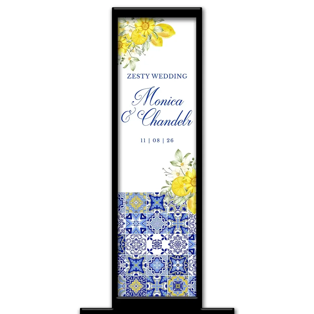 Zesty Wedding photo booth pillar start screen
