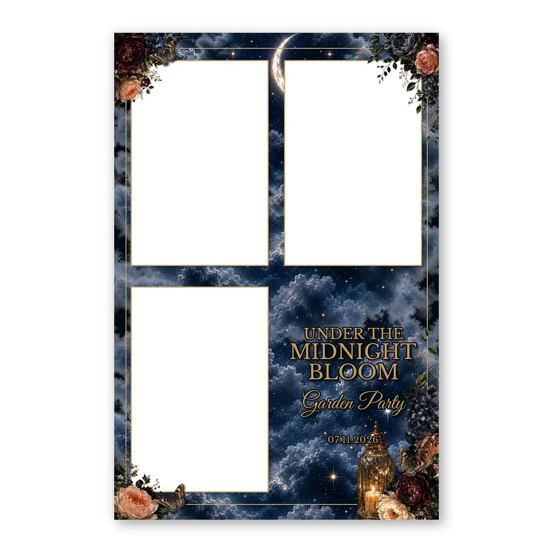 Midnight Bloom photo booth template P3P layout