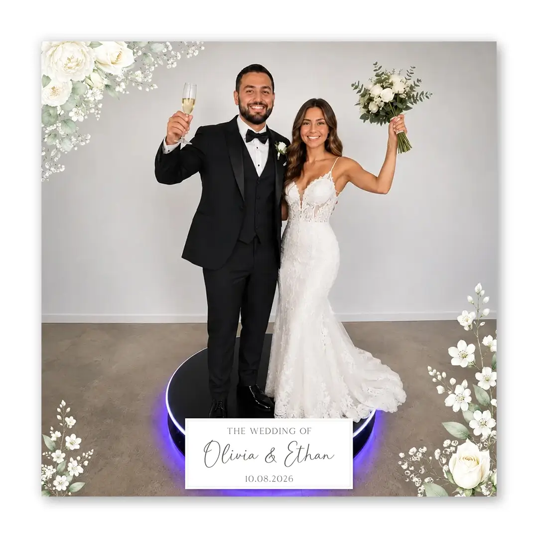 Ivory Garden Wedding photo booth template 360 layout