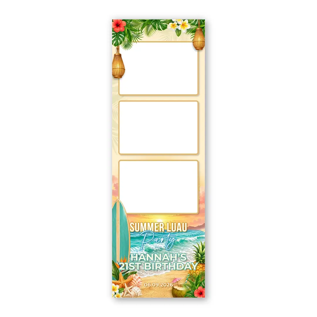 Tropical Beach Party photo booth template S3L layout