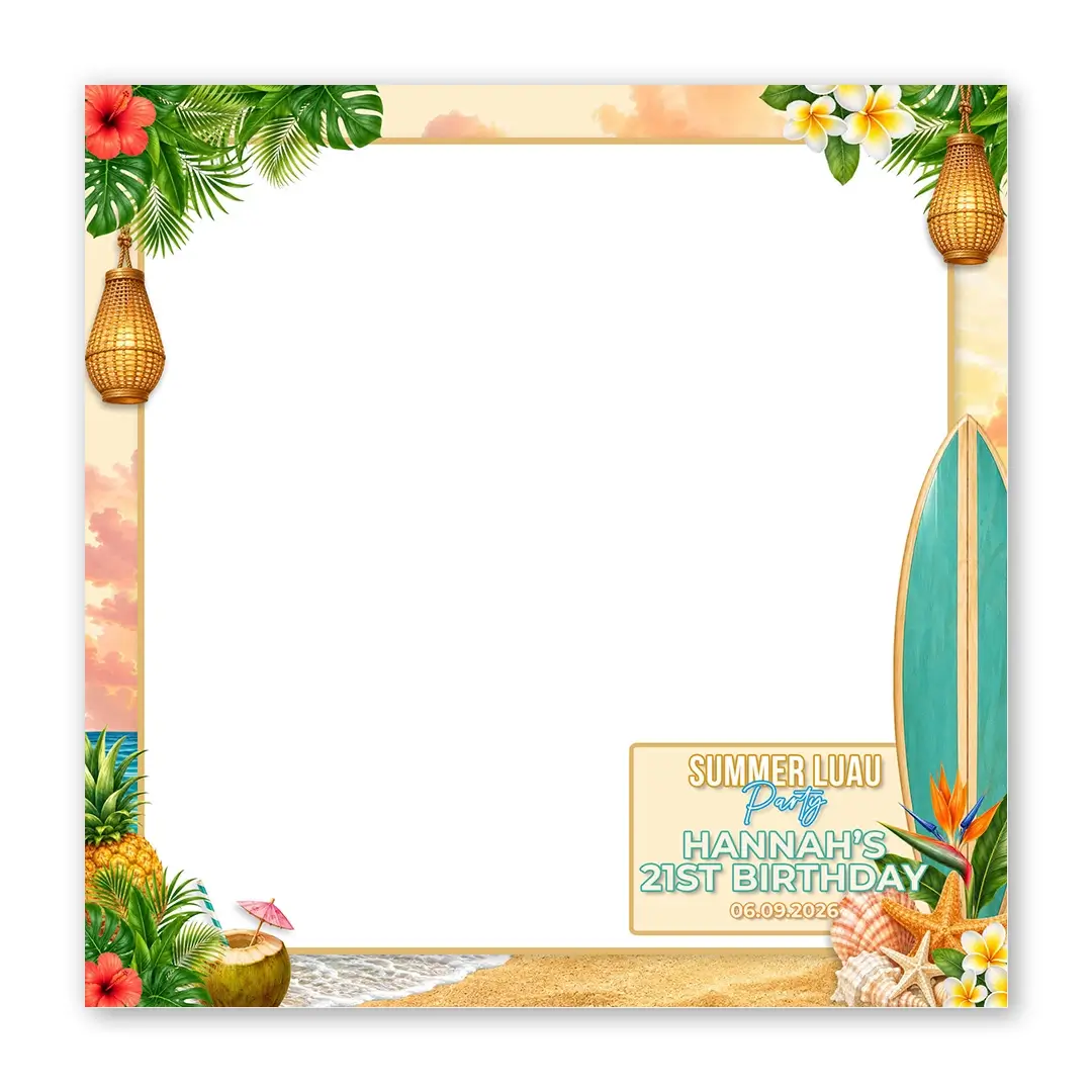 Tropical Beach Party photo booth template SF layout