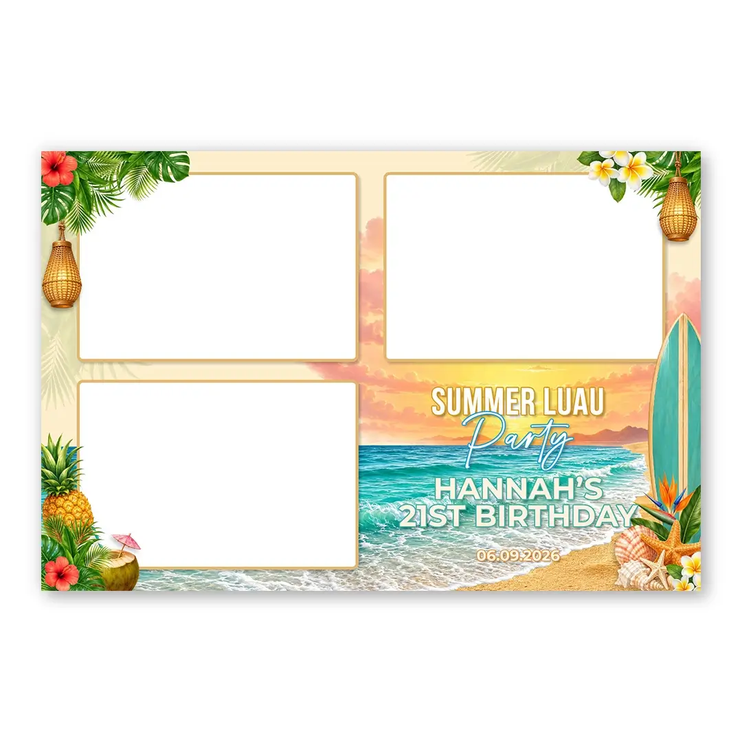 Tropical Beach Party photo booth template L3L layout