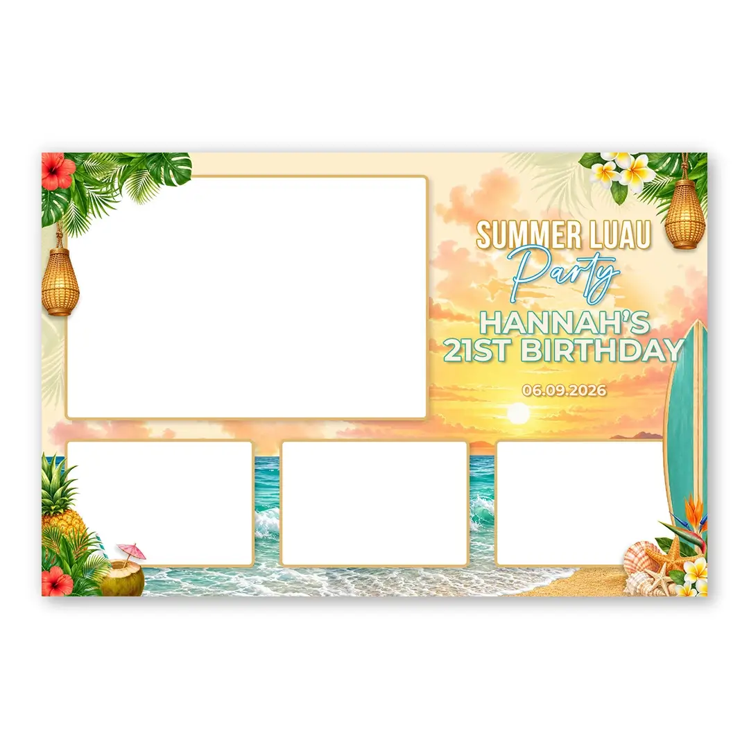 Tropical Beach Party photo booth template L4L layout