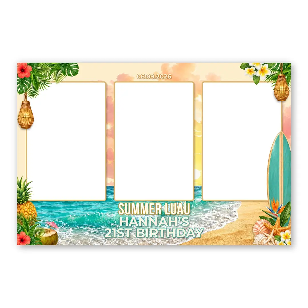 Tropical Beach Party photo booth template L3P layout