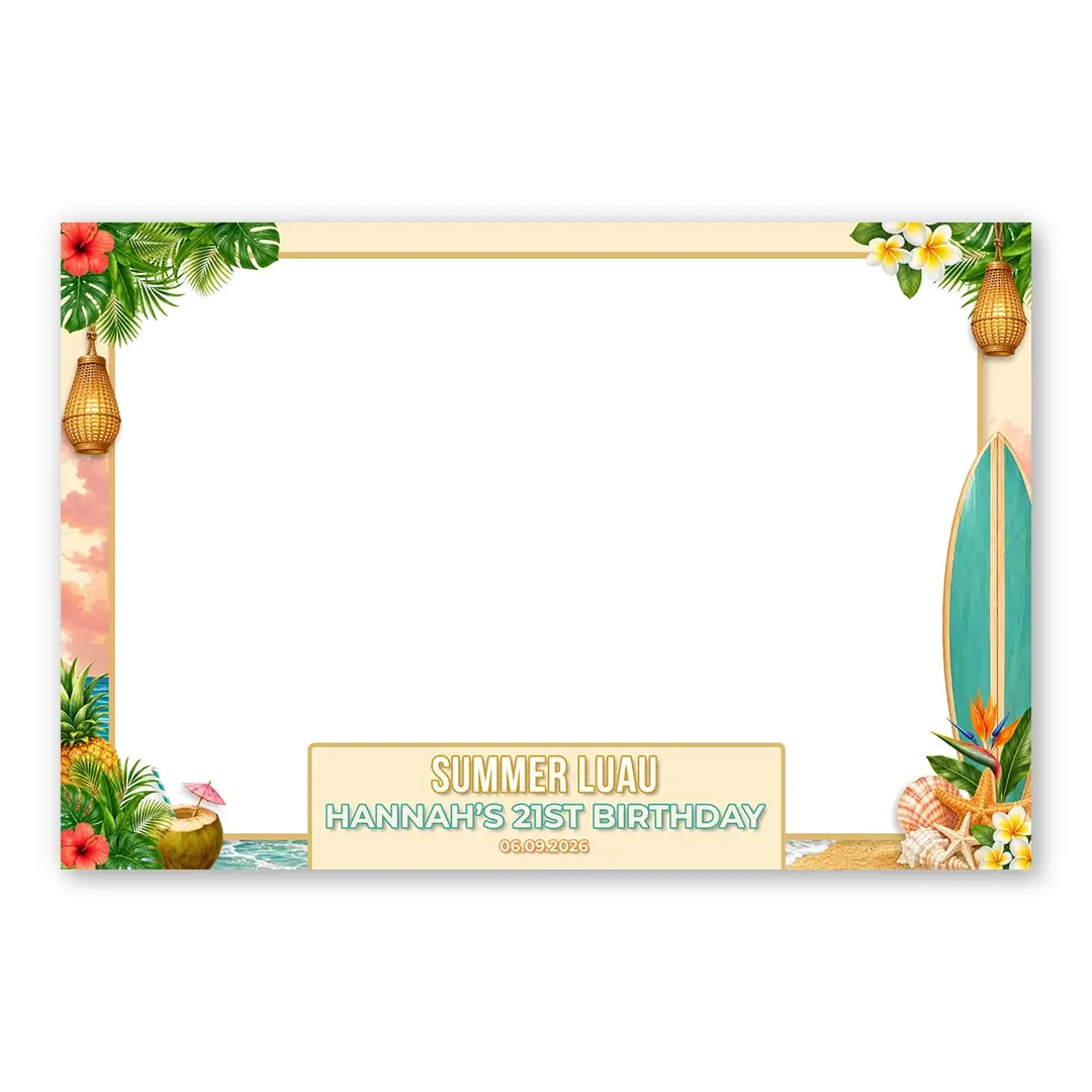 Tropical Beach Party photo booth template LF layout