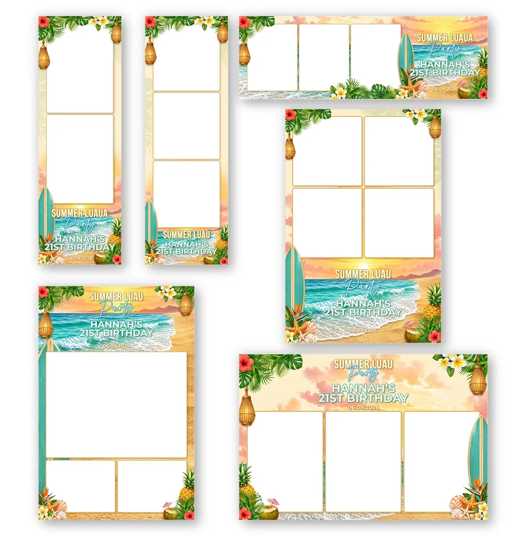 Tropical Beach Party photo booth template additional layouts layout