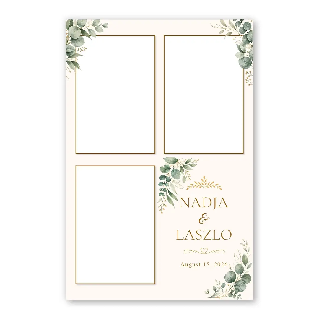 Golden Eucalyptus Wedding photo booth template P3P layout